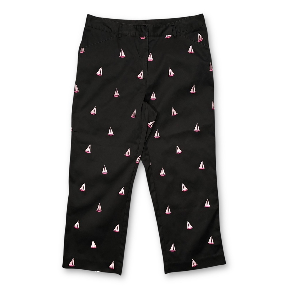 Lilly Pulitzer Women's Black Sailboat Print Capri Pants Size 8